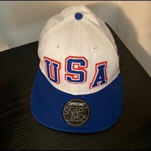 USA Snapback Hat in White and Blue
